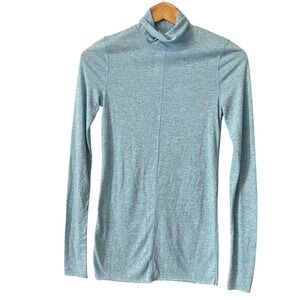 Intimately Free People Blue Heathered Mock Neck Long Sleeve Layered Top Small